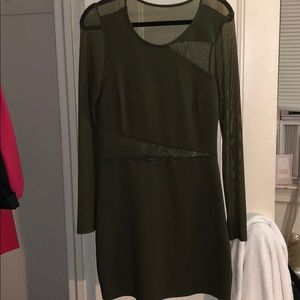 UO DARK GREEN SHEER CUT OUT DRESS